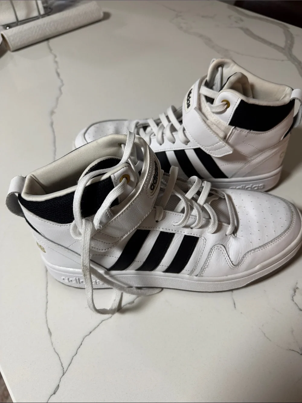 Adidas Postmove Mid Mens White and Black Mid-Top Sneakers with Strap